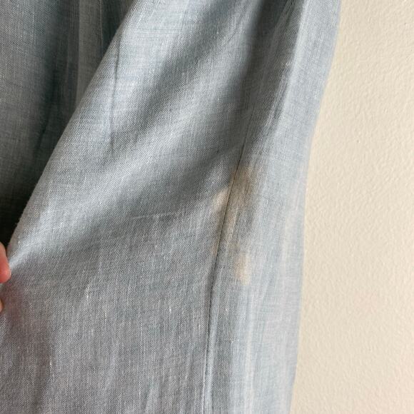 FLAX Linen Crop Pants Size S Robin's Egg Blue Pastel 25" Sustainable Lagenlook - Picture 11 of 11